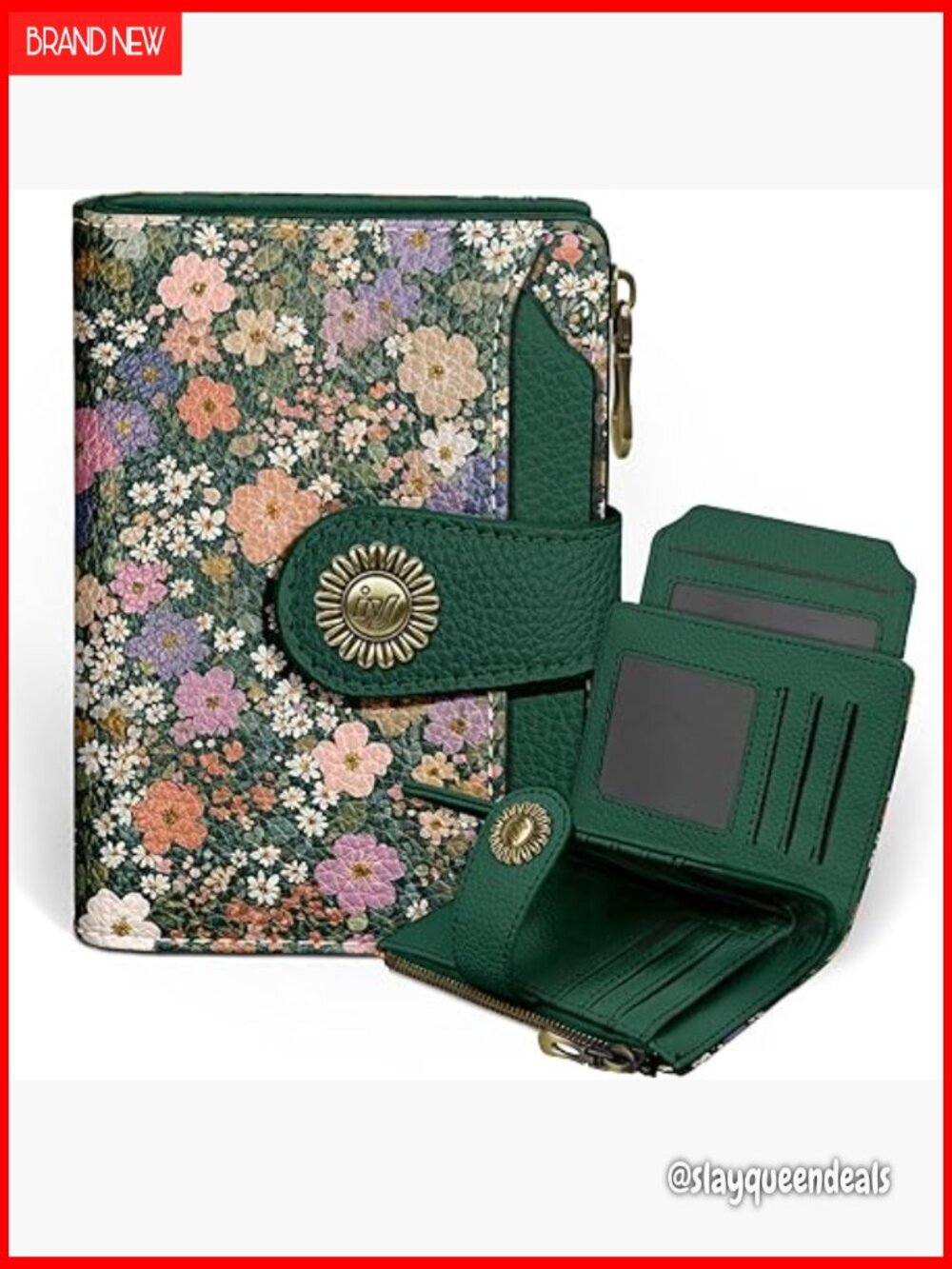 Compact RFID Blocking Bifold Wallet with Zipper Coin Pocket
